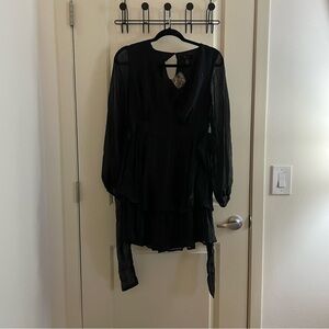 Japna black striped metallic mini dress